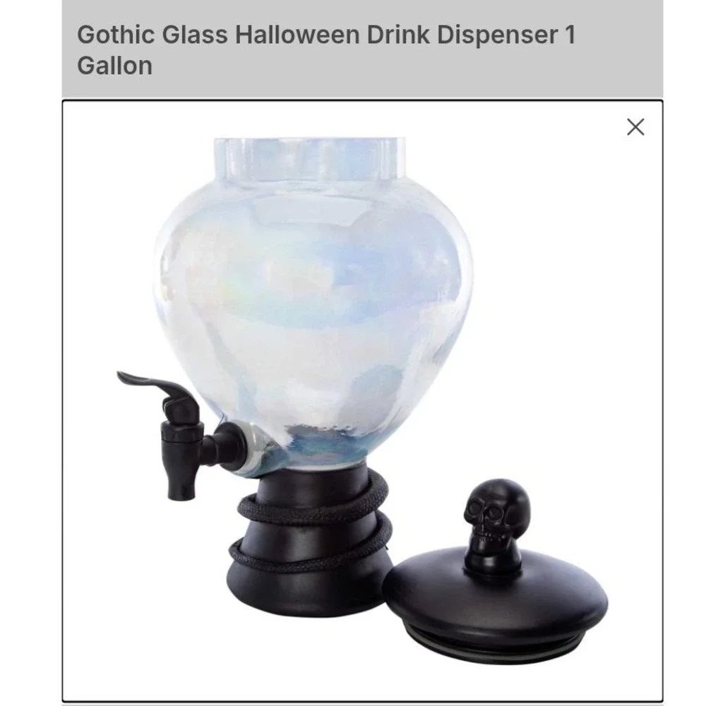 Snake Glass Dispenser 1 Gallon Halloween Gothic Skull‎ Iridescent Black Open Box